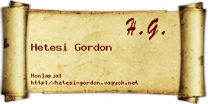 Hetesi Gordon névjegykártya